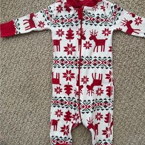 Hanna Andersson Red and White Reindeer Footie
